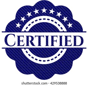 Certified badge with jean texture