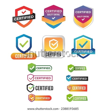 Certified Badge, label, logo Design set collection isolated on white background