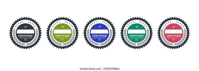 Certified badge logo for certification company. Vector emblem icon template.