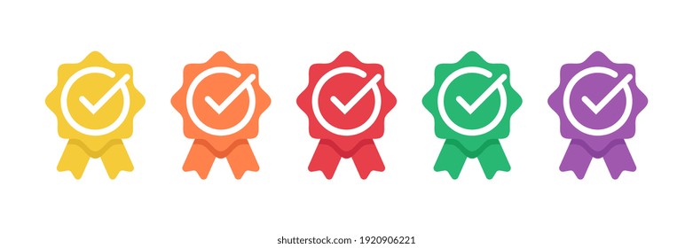 certified badge logo with checklist icon or approved medal. Available in modern colors. vector illustration template.