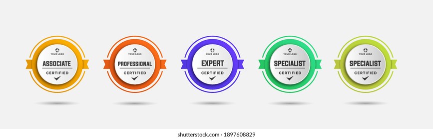 Certified badge logo design for company training badge certificates to determine based on criteria. Set bundle certify colorful vector illustration template. - Shutterstock ID 1897608829