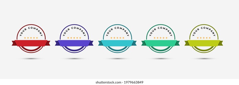 certified badge logo design template vector illustration with ribbon rounded line