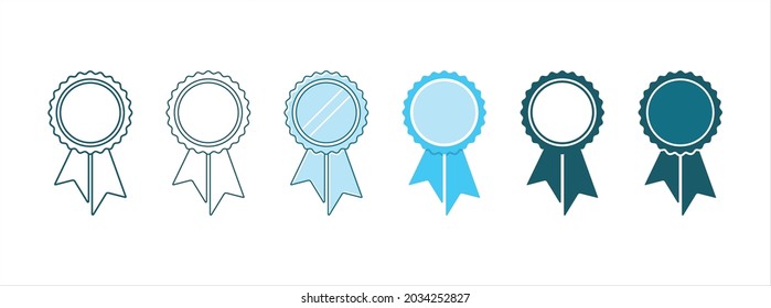 Certified Badge Or Medal Icon Set. Rosette Icon. Guarantee Or Certificate Icon Illustration Set.