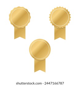 Insignia certificada. Anuncio de cinta. Medalla de oro en blanco. Icono de medalla certificado. Icono de Rosette. Certificado de calidad icon.Ilustración vectorial