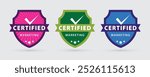 Certified Badge in shield with 3 color option. Shield Badge Design. shield badge logo.