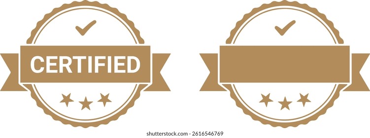 Certified badge vector, ribbon stamp, gold label, quality award badge, premium certification logo vector