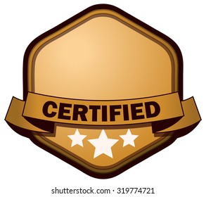 Certified Blank Yellow Hexagonal Sticker Sign, Vector Illustration.
