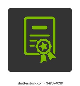 Certified Certification vector icon. Style is flat rounded square button, eco green and gray colors, white background.