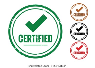 certified check quality label or rubber stamp set