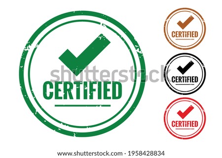 certified check quality label or rubber stamp set
