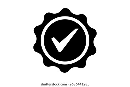 Icono de Vector de insignia de marca de verificación certificado Diseño de símbolo de sello de garantía aprobado de calidad.