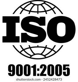 Certificado de empresa certificado ISO 9001:2005 Vector negro, certificado de calidad, certificado de marca iso 