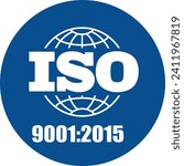 Certified Company Certificate ISO 9001:2015 Blue vector, Quality Certificate