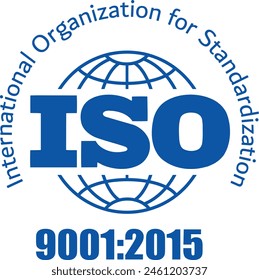 Certified Company Certificate ISO 9001:2015 Blue vector, Quality Certificate