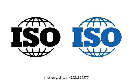 Certificado de Empresa Certificado ISO 9001:2015 símbolo definido em preto azul. ilustração vetorial, Certificado de Qualidade, Certificação de marca ISO, Organização Internacional para padronização logotipo vetor.