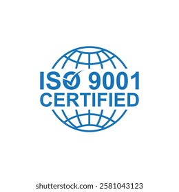 Certified Company Certificate ISO 9001:2015 Blue vector, Quality Certificate. Iso certification . iso 90012015 logo . iso 9000 certification Premium Vector.