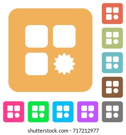 Certified component flat icons on rounded square vivid color backgrounds.