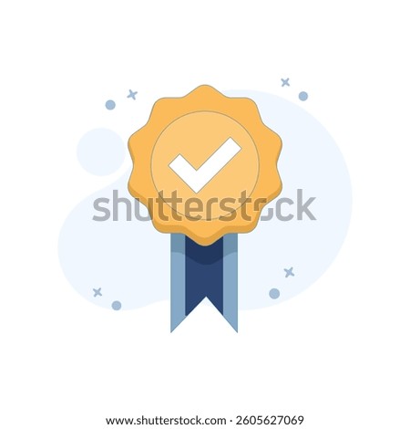 Certified Concept with Approved Badge. standard QC badge. certified approval. Illustration Flat cartoon design on background.