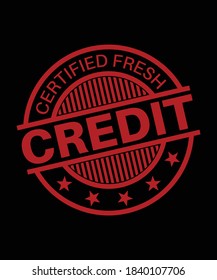 Certified Credit design in red color for approved
