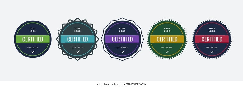 Certified digital badge logo design template. Future of IT certification for corporate project brand. Set modern icon vector illustration.