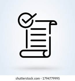 Certified Diploma linear icon. illustrator vector  Insurance policy. Guarantee document and Text Certificate line.