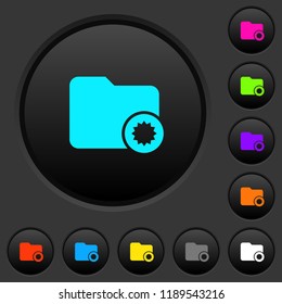 Certified directory dark push buttons with vivid color icons on dark grey background