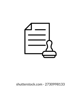 Documento Certificado Com Selo Oficial Ícone De Linha Para Autorização E