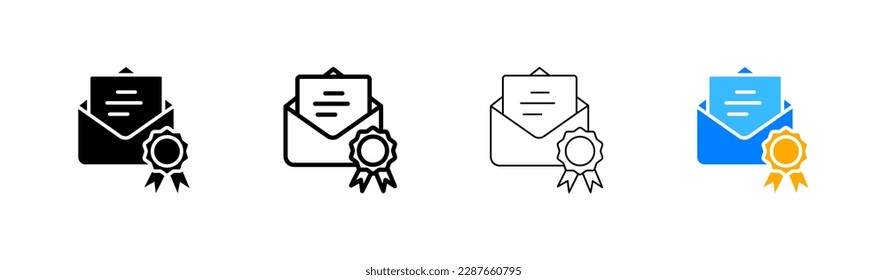 Certified document. Icons in different styles, colored, certificate. Vector icons.