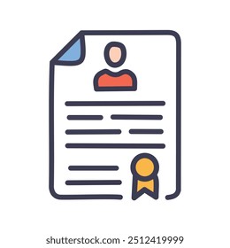 Certified document. Certified document with a person icon and a seal, symbolizing verification and legitimacy.