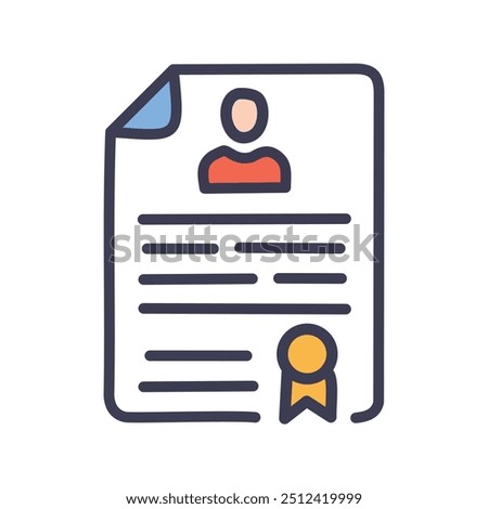 Certified document. Certified document with a person icon and a seal, symbolizing verification and legitimacy.