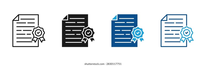 Certified Document web icon with multiple style collection