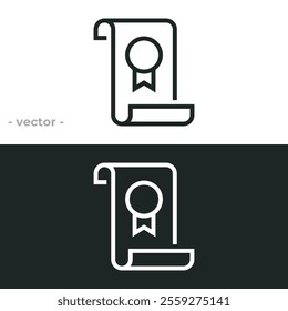 Certified documents icon isolated on white background. Vector illustrations are made with vector-based software, not AI generated results.