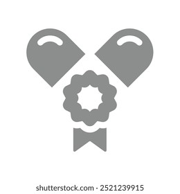Certified drug or medical therapy icon. Certificated, approved medicament with pill and award ribbon.