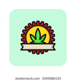 Certified drug sign line icon. Pharmaceutical, medical, legal drugs. Cannabidiol concept. Vector can be used for topics like healthcare, pharmacy, narcotics