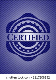 Certified emblem with denim texture