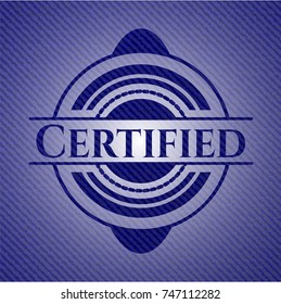Certified emblem with denim texture