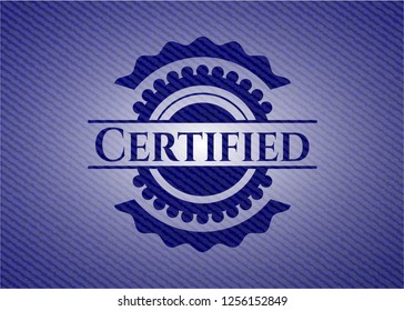 Certified emblem with jean high quality background