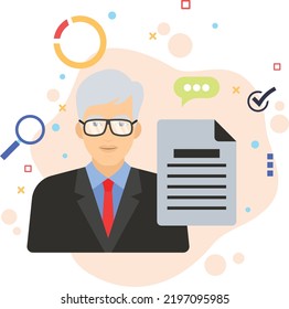 Certified And Experienced C Level Resource Concept Academic And Practical Qualifications And Public Vector Color Icon Design, Hrm Symbol, Hr Sign, Business Character Stock Illustration