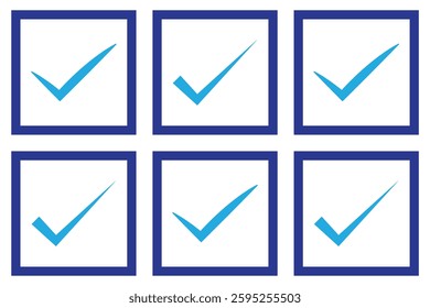Certified flat icon set. Blue tick, verified account, social networks, profile, verified user. certificate, quality, professional. Reliability concept.  1176