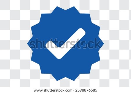 Certified flat icon set. Blue tick, verified account, social networks, profile, verified user. certificate, quality, professional. Reliability concept. Set of vector flat icons isolated