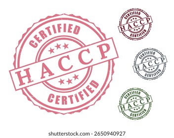 Certified Food Safety Seals, HACCP Management Label Vector Collection