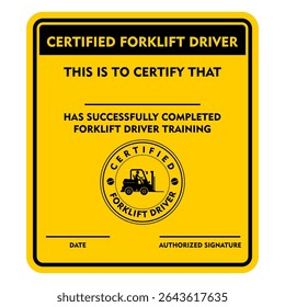 Certified forklift driver, paper vector