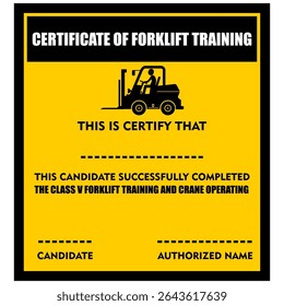Certified forklift driver, paper vector