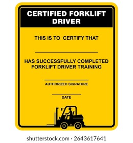 Certified forklift driver, paper vector