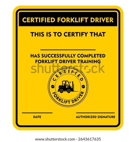 Certified forklift driver, paper vector