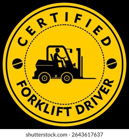 Certified forklift driver, sticker vector