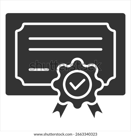 Certified Glyph Icon Vector Illustration