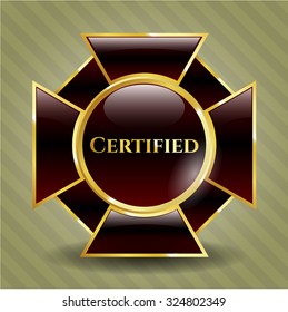 Certified gold badge or emblem