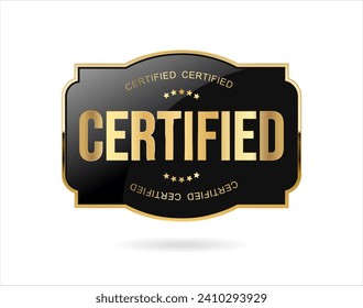 Certified golden badge isolated on white background vector illustration 