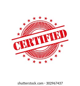 Certified grunge retro red isolated stamp